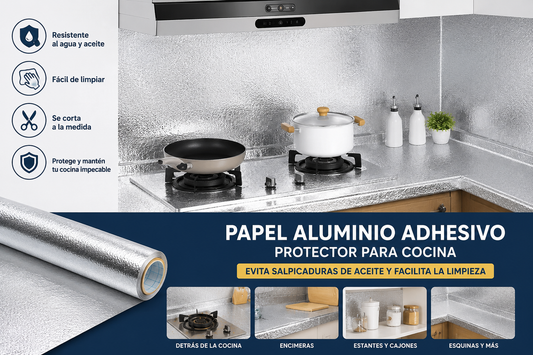 PAPEL DE ALUMINIO AUTOADHESIVO DE COCINA  -  OFERTA ESPECIAL 2X1
